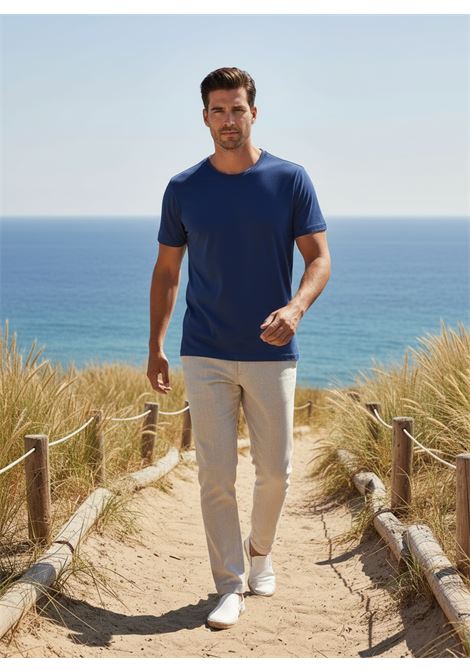 Daniele Fiesoli mercerized cotton crewneck t-shirt with side slits blue DANIELE FIESOLI |  | 43150008